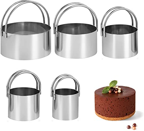 Coppapasta Tondi Acciaio Inox - Tagliabiscotti Rotondi 5pcs Inox Tagliabiscotti con Manico Forte Coppa Pasta per Cottura Pane Torta Ciambella Pasticceria Strumenti