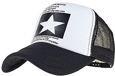 CheChury Media Malla Gorra de Béisbol Hombre Retro Transpirable Gorra Deportiva Casuales Ajustable Estampado de Pentagrama Gorras Rapero Trucker