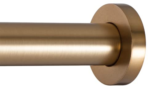 Ivilon Shower Tension Curtain Rod - Adjustable Spring Tension Rod for Shower Curtains, Bathroom, or Windows, Easy to Install, No Drilling Required, Rustproof, Adjustable 54 to 90 Inch Warm Gold