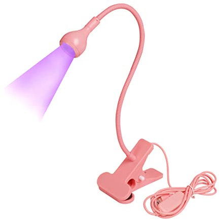 Meitawilltion 3W UV LED Desk Light,Flexible Gooseneck and Clamp Mini Desk Light with Switch,Portable Glue Curing Lamp Light for Mobile Repair Pink