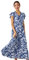 Roman Originals Shirred Empire Waist Dress for Women UK Ladies Midi Maxi Summer Spring Tiered Frill Hem Short Sleeve V Neck Button Through Boho Bohemian Holiday Cruise - Navy & White - Size 16