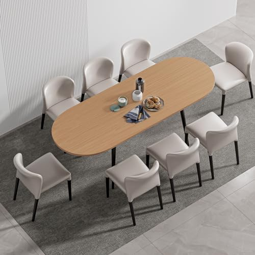 Mesa de comedor extensible de 75 x 32 pulgadas, mesa ovalada de madera con patas de metal, mesa de comedor extensible que ahorra espacio de 59 a 75 pulgadas (ovalada, natural)