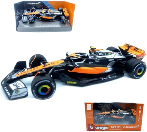 HTLNUZD Bburago 1:43 2023 F1McLaren MCL60#4 British GP Lando Norris Voiture de course en alliage 1/43 Formule 1 Modèle de voiture moulé sous pression Véhicules de collection pour adultes Cadeau (versi