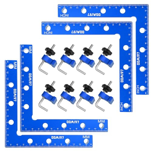 LAIWOO 90 Grad Winkel Klemme Positionierwinkel 140mm/5,5 Zoll, 8 Paare Befestigungsclips, Messwinkel für Zimmermannswerkzeug, L-Type Eckklemme für Boxen Bilderrahmen Regalschränke