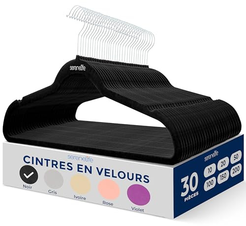 SereneLife Grucce Appendiabiti Antiscivolo in Velluto, 30 Stampelle Armadio, Set di Grucce Resistenti con Gancio Ruotabile a 360 Gradi, Appendiabiti per Felpe, Abbigliamento Bambino