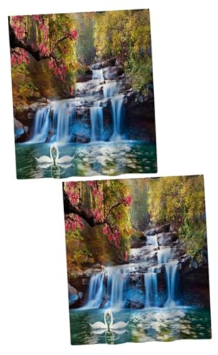 Ciieeo 2St duschvorhangstange Teppiche Badezimmervorhänge Badezimmer Duschvorhänge Duschvorhang malen wasserdichter Badevorhang Duschvorhänge mit Wasserfallmuster Drucken einstellen