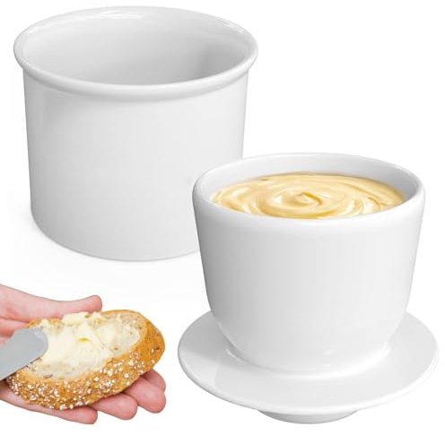 Aicharynic Pot À Beurre en Céramique avec Couvercle: Conteneur À Beurre Français pour Beurre Doux Et Tartinable, Idéal pour La Décoration De Cuisine (Blanc, 150ml)