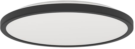 EGLO LED Deckenleuchte Rovito, runde Badezimmer Deckenlampe, Badlampe Decke aus Kunststoff in Schwarz und Weiß, Deckenbeleuchtung warmweiß-kaltweiß, IP44, Ø 30 cm