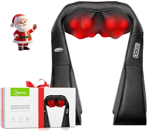 Neck Massager with Heat for Neck Pain, Deep Tissue 3D Kneading, Back Massagers for Pain, Shiatsu Massager for Back, Shoulder, Foot and Leg, at Home and Car, Christmas Gifts for Men and Women