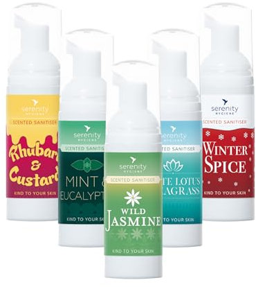 Foaming Hand Sanitiser - Scented Multi Pack - Non Alcohol Hand Sanitizer Great for Schools, Hospitals, Home - Foaming Natural Hand Sanitizer Manufactured in the UK 50ml Pack of 5