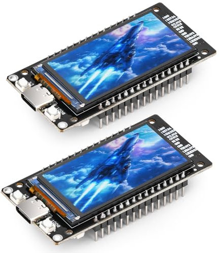 diymore 2 pezzi per scheda di sviluppo ESP32 con display LCD da 1,96 pollici, 2,4 GHz, WiFi, Bluetooth, BLE MCU CH340, chip ESP32 Nodemcu USB C