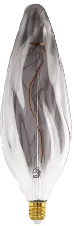 EGLO XXL Dimbar E27-lampa, spiral-LED, retro-glödlampa, stor storlek | extra stor dekorativ vintagelampa i tonat glas, 4 watt, 100 lumen, varmvitt ljus, 2 000 K, längd 34,5 cm