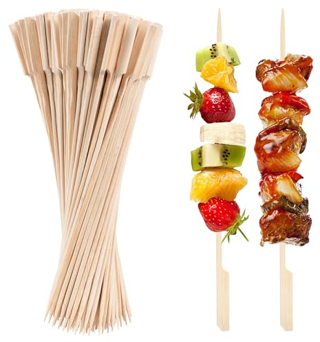 ANTETOK Lot de 100 brochettes en bambou de 30 cm de qualité alimentaire pour amuse-guimauve, fruits et hamburgers