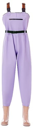Aikelai PVC Insulated Chest Waders for Women/Girl,Waterproof Duck Hunting Fishing Waders,Womens Fishing Wader with Boots (purple, 10)