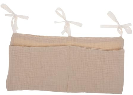 SUPVOX Baby Bed Organizer Hanging Pouch Multi-Functional Stroller Bag for Diapers Bottles Toys Cotton Fabric Nursery Storage Solution for Newborns