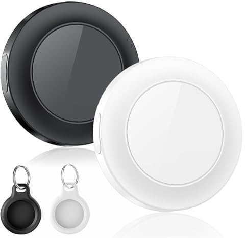 Air Tracker Tags-2 Pack, Item Locator Compatible With Apple (IOS Only) Replaceable Battery, Item Finder For Keys,Luggage,Suitcase etc, IP67 Waterproof Smart Tracker Air Trackers with Holder Keychain
