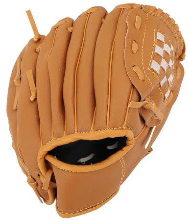 AOWINHIT Baseballhandske Ergonomiska Mjuka PU-lädervantar Förbättrat Grepp för Ungdomar Vuxen Baseball Softbollfält för Träningsevenemang (Brun)