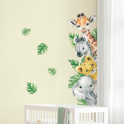 Tanlaby Animales Jungla Pegatinas Pared Árbol Murales Jirafa Cebra | Safari Adhesivos Decorativos para Pared Habitación Infantiles Niño Bebé Guardería