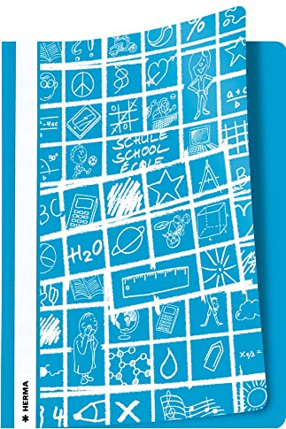 HERMA 19366 Schnellhefter A4 Schoolydoo Hellblau, Sichthefter aus Kunststoff mit Beschriftungsstreifen & Metallheftzunge, stabiler Plastik Schnellhefter für Schule & Büro