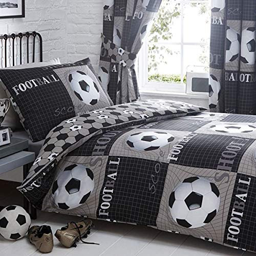 Shoot Football Duvet Cover and Pillowcase Bedding Bed Set, Grey, Single