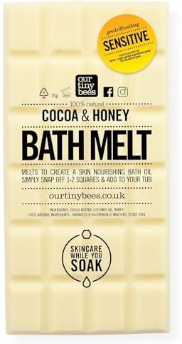 Sensitive Skin Bath Melt. Skin Softening and Calming Natural Bath Melt | Bath Oil, 24 uses | Unscented - Perfect for Sensitive Skin inc Eczema, Babies, 100% Natural - Our Tiny Bees Skincare