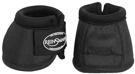 Reinsman Apex Bell Horse Boots - 2-Pack | Shock-Absorbing Stain-Resistant Durable Front Hoof Protection Wraps | No-Turn Design, Hook-and-Loop Closure, Black, Large