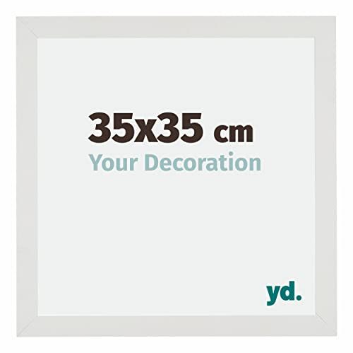 yd. Your Decoration - Cornice 35x35 cm - Bianco Opaco - Decorativa Parete in Legno con Vetro in acryl - Antiriflesso - 35x35 Cornice - Mura