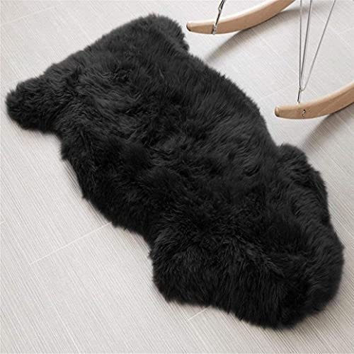 HEQUN Faux Fur Rug, Fluffy Rug, Shaggy Rugs,Faux Sheepskin Rugs Floor Carpet for Bedrooms Living Room Kids Rooms Decor (Black, 50 X 80 CM)