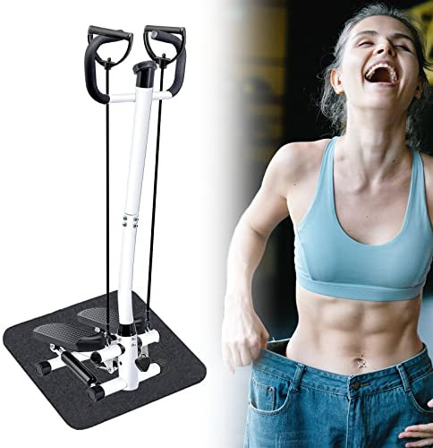 Swity Home trappstegar med ledstång och motståndsband för träning – 2 sätt att använda, ministegmaskin fitnessstegmaskin med display för helkroppsträning, 136 kg viktkapacitet
