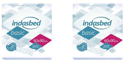 Indasbed Basic Protector Cama, 60 x 90 cm - Color Blanco, 20 Unidades (Paquete de 2)