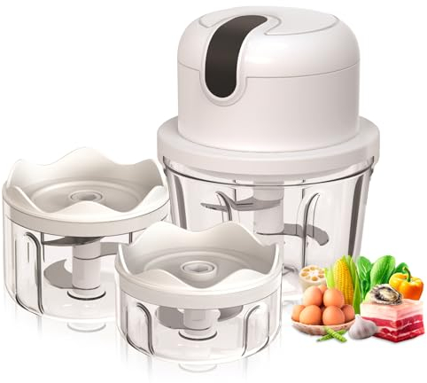 Hachoir électrique avec port USB, mini robot de cuisine 100 ml, 250 ml, 300 ml, coupe-légumes électrique avec 3 lames tranchantes, presse-ail multifonction pour viande, légumes, fruits