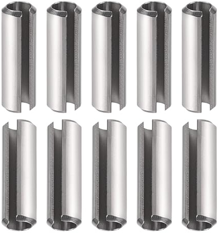 DTGN M6 x 25mm(DxL) Scanalato Molla Perno - 20pz - Ottimo per Casa Macchina Fissaggio - 304 Inox Acciaio Molla Tassello Tensione Rotolo Perno - Argento