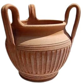 Vaso in terracotta greco con tre manici, 35 cm