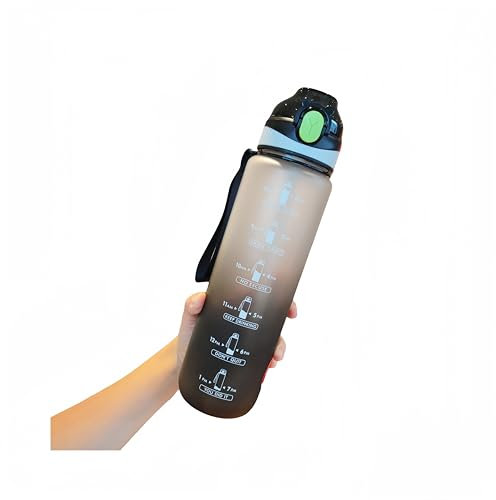 SEASEVEN Water Bottle with Straw 1L,Boys Water Bottles with Straw 1 Litre,Waterbottle Leak-Proof Sports Water Bottle,Plastic Drinks Bottles Toxin Free,Bpa-Free (Black)