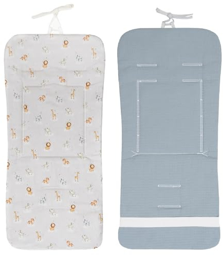 Various Colchoneta Silla Paseo Universal Funda de Verano para Silla Paseo Reversible 100% Algodón Colchoneta para Carrito Bebé- Transpirable,Mullida y Confortable (DC037-59)