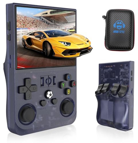 R36PRO Handheld Game Console, 3.5 Inch IPS Screen RK3326 1.5GHZ Handheld Emulator, Dual System Mini Retro Console 4000mAh Portable Pocket Game Console Grey (128GB 22000+ games)
