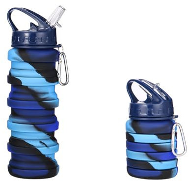 hssopa Botella Plegable,Vaso Plegable 500ml,Botella Agua Sin BPA,Botella Agua Plegable Viaje,Equipo Camping,Accesorios Trekking,Botella Agua Deportiva,Botella Agua Gimnasio,Correr Fútbol Montañismo