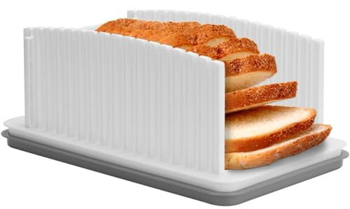 Atoke Affettatrice per Pane Manuale,Regolabile Affetta Pane con Vassoio per le Briciole,Multifunzionale Guida per Tagliare il Pane