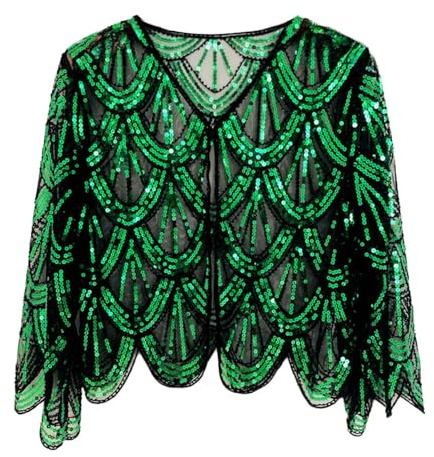 Vhersily 2025 Coprispalle Donna Cardigan in Pizzo Elegante Giacca con Paillettes Bolero da Cerimonia Matrimonio Top Costume Cosplay, Abito da Sposa Sera Club Cocktail