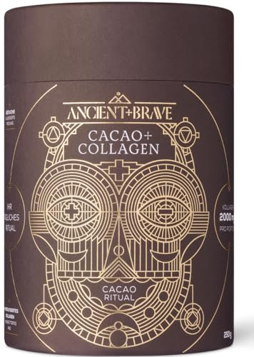 Ancient + Brave - Cacao + Colágeno 250 g - Péptidos de Colágeno en Polvo - Sabor Cacao Crudo y Orgánico - Ashwagandha, Cinnamon & Beetroot, Raw Cacao - Keto