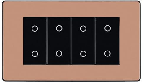 BG Evolve Polished Copper Screwless Quad Secondary Touch Dimmer Switch PCDCPTDS4B