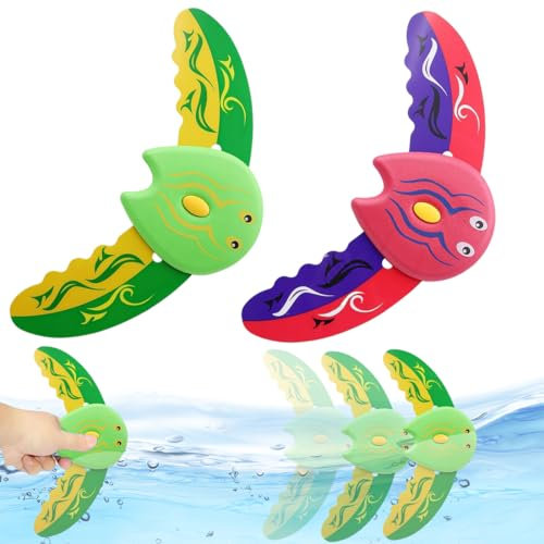IKOPFLN 2 Pièces jeux de Piscine Jouet,jeux Piscine enfant,Poisson Bain Qui Nage Ailes Réglables,Jeux Piscine pour Piscine,Cadeaux créatifs pour enfants,Trompette