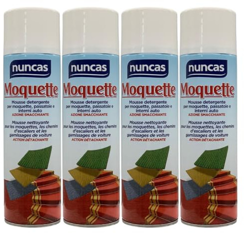 Mousse Detergente per Moquette, Passatoie e Interni Auto, Azione Smacchiante 500ml (4 Unità)