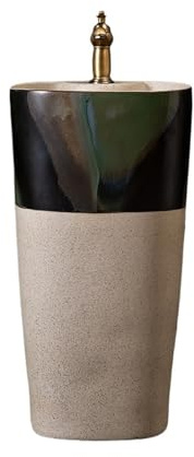 lavabo freestanding Lavandino con piedistallo in ceramica for uso domestico, combinazione rubinetto e kit di scarico, lavabo integrato for bagno Lavandino per lavanderia indipendente