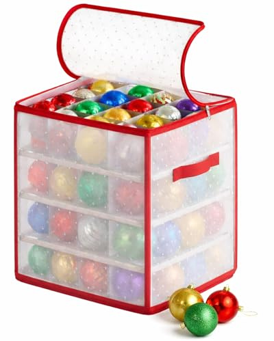 TK Gruppe Timo Klingler XXL Aufbewahrungstasche Box für sanfte Aufbewahrung von Weihnachtskugeln mit 66 Fächern Christbaumkugeln Weihnachtsdeko Tasche
