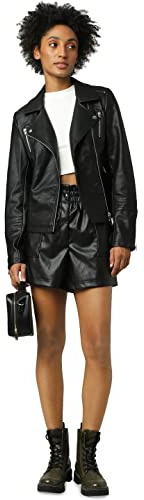 Only Onlgemma Faux Leather Biker Otw Noos Giacca Donna, Nero (Black Black), 34