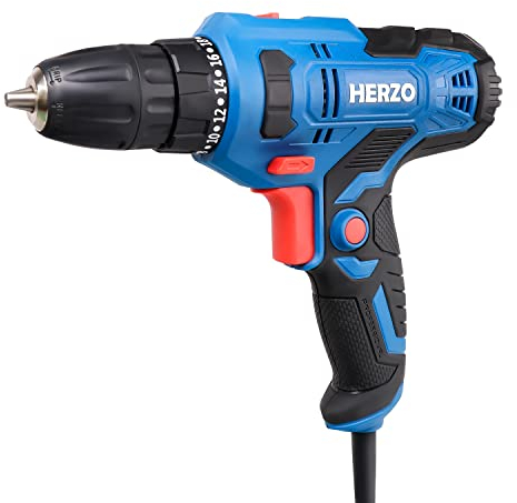 HERZO Taladro/Atornillador Configuración de 2 velocidades 300W 20 + 1 Par con 4M de Longitud Del Cable Bueno Para Daily Inicio Los Trabajos de Perforacion