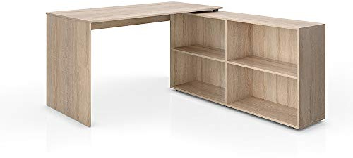 Vicco Eckschreibtisch FlexPlus, Sonoma, 137 x 60 cm, mit offenem Regal und Variabler Aufstellmöglichkeit