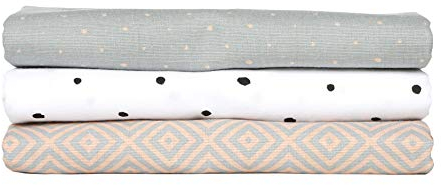 Moltontücher/Flanellwindeln/Babyunterlagen (3er Set), 100% naturreine Baumwolle - Quadrate apricot