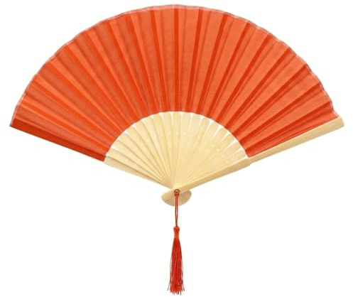 FANSOF. FANS Ventilateur de tissu de soie avec un Côtes de bambou de catégorie A de tassel Wedding Party Favour Ventilateur portatif (Rouge)